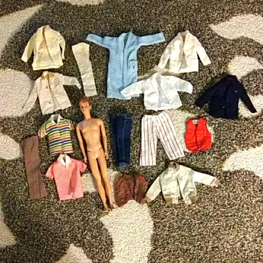 Allan 1960 barbie ken red head straightleg 15 clothes mattel lot